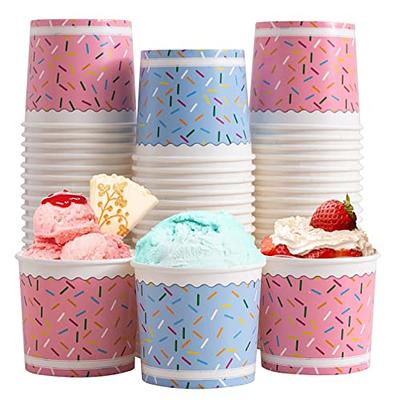 MATICAN Paper Ice Cream Cups - 100-Count 9-oz Disposable Dessert Bowls for Hot or Cold Food, 9-Ounce Party Supplies Treat Cups for