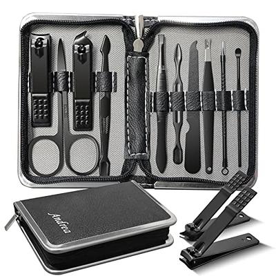 Manicure Set - 7 Pieces Professional Travel Nail Clippers with Green  Leather Bag, Stainless Steel Nail Care Tools Grooming Kit for Women