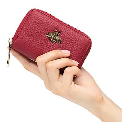 Easyoulife Womens Credit Card Holder Wallet Zip Leather Card Case