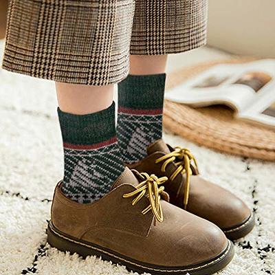 Loritta 5 Pairs Wool Socks for Women Gifts Winter Warm Thick Knit Cabin  Cozy Cre