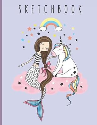 Sketchbook: A Cute Unicorn Kawaii Large Sketchbook/Notebook:108+