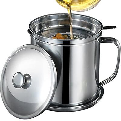 Bacon Grease Container With Strainer, Cooking Oil Can for Kitchen