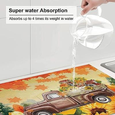 Kitchen Dish Drying Mat Absorbent Drain Pad Kitchen Rugs Coffee