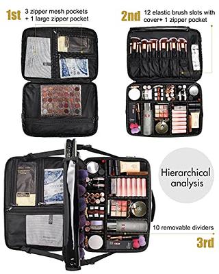 Relavel Makeup Bag, Makeup Organizer Large Capacity Travel Cosmetic Bag for  Women and Girls, Dual Layer Makeup Brush Case Toiletry Storage and Holder