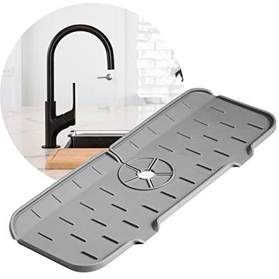 Lanwexy Silicone Faucet Splash Guard, 24 inch Kitchen Sink Splash Guard  Mat, Large Size Faucet Handle Drip Catcher Tray for Kitchen Countertop and