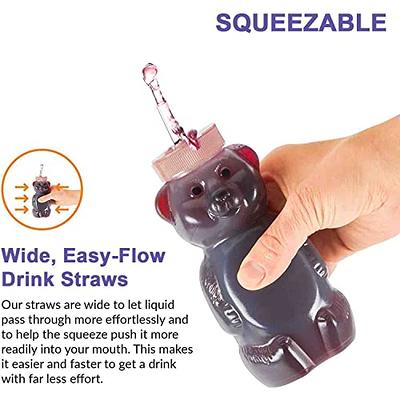 3-pack Juice Bear Bottle Drinking Cup with Long Straws (8 Ounces)