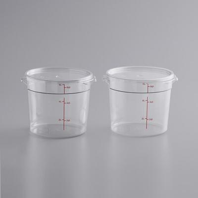 Vigor 2 Qt. Allergen-Free Clear Square Polycarbonate Food Storage Container  and Purple Lid - 3/Pack