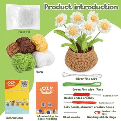  Crochet Kit for Beginners,Crochet Kits for Adults,Crochet  Materials Pack, Includes Yarns, Hook, Accessories,Crocheting Knitting Kit  with Step-by-Step Video Tutorials .(Little Daisy)