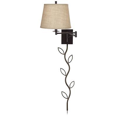 Eleganta Brushed Satin Brass Swing Arm Wall Lamp with Cord Cover