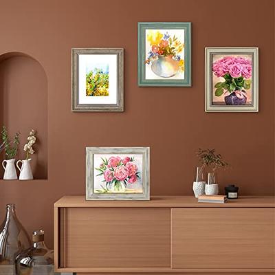 DesignOvation Gallery 11x14 Matted to 8x10 Wood Picture Frame Set of 4 Walnut Brown 4 Count