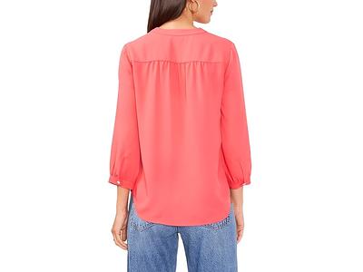 Vince Camuto 3/4 Sleeve V-Neck Blouse with Shirring (Pink Allure) Women's  Clothing - Yahoo Shopping