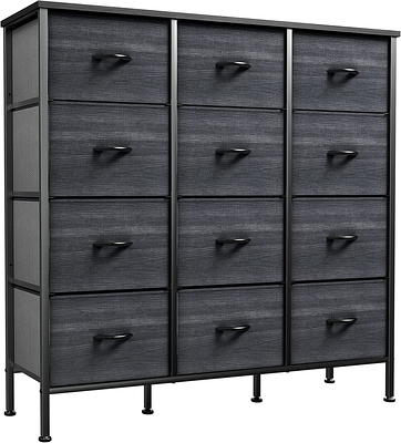 Cabinet organizer with 5 fabric drawers and a wooden top, with a