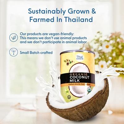 Thai Coco Organic Coconut Milk Canned - Full Fat Coconut Milk Unsweetened -  Dairy Alternative Coffee Creamer - 100% Organic - USDA Organic Certified -  BPA Free - 6 Cans of 14 fl. oz. - Yahoo Shopping