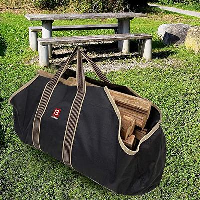 JOINDO Water Resistant Canvas Firewood Log Carrier, Heavy Duty Log Tote Bag  For Camping, Wood Carrying Bag for Barbecue