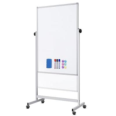 Double-sided Magnetic Mobile Whiteboard with Stand, Height-adjustable &  Lockable Wheels, 48 x 36