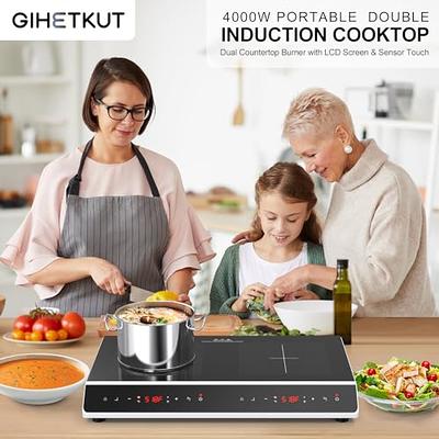 Induction Cooktop 2 Burner with Removable Iron Cast Griddle Pan