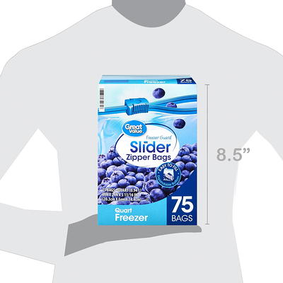 Great Value Freezer Guard Slider Zipper Bags, Quart Freezer, 50 Count