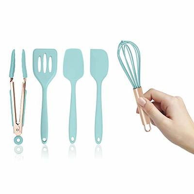 Rose Gold And Pink Kitchen Utensil Small Five-Piece Set Mini Silicone Kids  Kitchen Tools Whisk Spatula Tongs Spoon And Slotted Spatula(Kids Baking