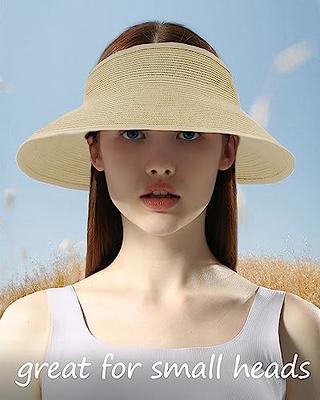 Zylioo Small Straw Visor Sun Hats,Little Beach Sun Hat for Petite