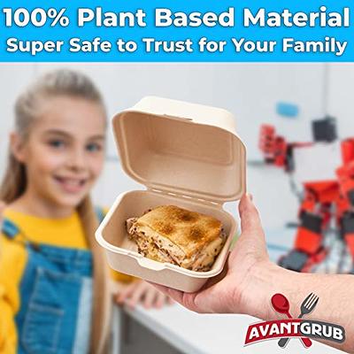 [100 Pack] Compostable Take Out Food Containers 6x6 To Go Boxes by Avant  Grub