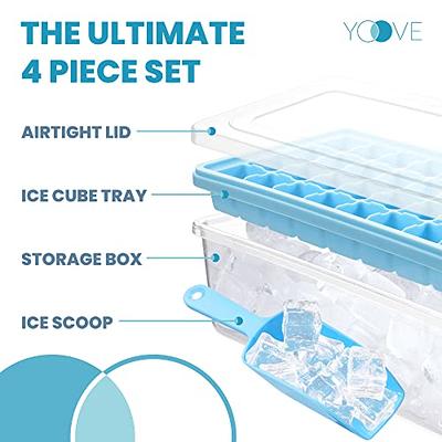Ice Cube Tray With Lid and Bin 36 Nugget Silicone Ice Tray For Freezer  Comes with Ice Container Scoop and Cover Good Size Ice Bucket 