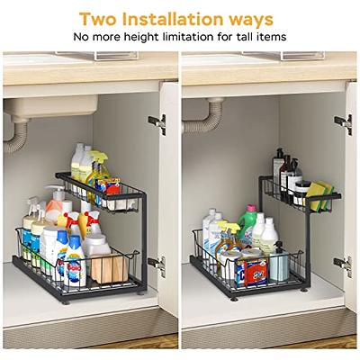  REALINN Under Sink Organizer, Height Adjustable Kitchen  Organizers and Storage, 2 Tier Pull Out Sliding Cabinet Organizer,  Multi-Use for Kitchen Bathroom Cabinet : Home & Kitchen