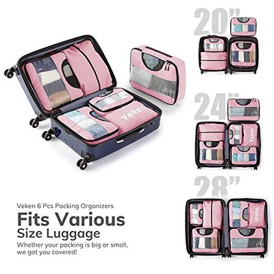 Green 6pcs/set Travel Bag Set Solid Color Luggage Travel Organizer