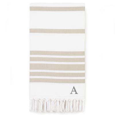 Set Of 2 Monogrammed Bath Towels Cream/k - Linum Home Textiles