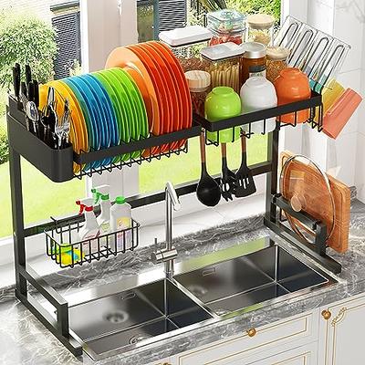 LIVOD Over The Sink Dish Drying Rack, 2 Tier Over Sink Dish Drying Rack  Width Adjustable(25.6-37.6in), Durable Stainless Steel Dish Rack Over Sink  Organizer, Space Saving Kitchen Sink Drying Rack - Yahoo