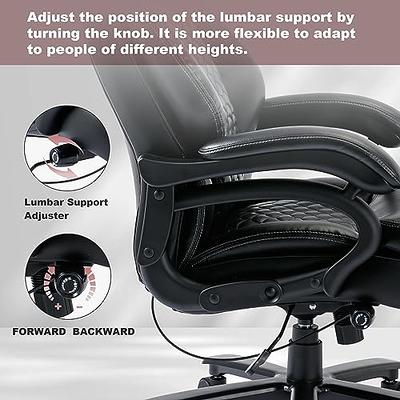 Heavy Duty Big and Tall Office Chair with Adjustable Lumbar Support, 400  LBS Executive Office Chair for Heavy People with Wide Seat, High Back Pu  Leather Computer Chair 