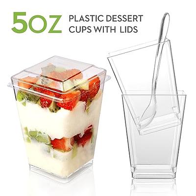 HawHawToys 60 Pack 3 OZ Dessert Cups with Lids and Spoons, Clear Plastic  Mini Dessert Shooter Parfait Cups for Party Desserts,Appetizers Serving  (60) - Yahoo Shopping