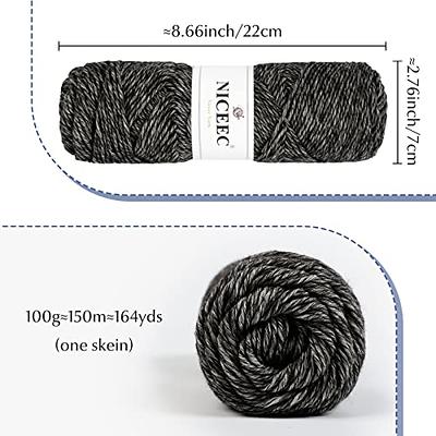 NICEEC 3 Skeins Cotton Blend Yarn for Hand Knitting Soft Acrylic Yarn for  Crocheting Worsted Weight Yarn for DIY Craft Total Length  3×164yds(100g×3)-Black - Yahoo Shopping