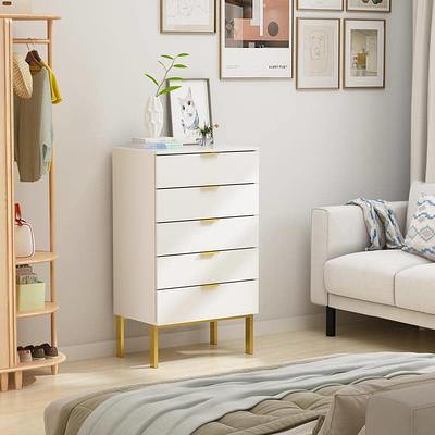 FUFU&GAGA 6-Drawers White Wood Chest of Drawer Dresser Cabinet