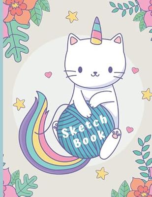 Sketchbook: Cute Cats Kawaii Large Sketch book and Notebook for Girls and  Artist