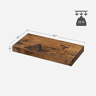 QEEIG Floating Shelves Bathroom Decor- Wall Mounted Shelf Bedroom Farmhouse Small 16 inch Set of 2, Rustic Brown (008-40BN)