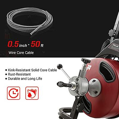 XtremepowerUS 50ft Sewer Snake Drill Drain Auger Cleaner Cable 1/2  (4)-Cutter Set & Foot Switch with Wheel - Yahoo Shopping