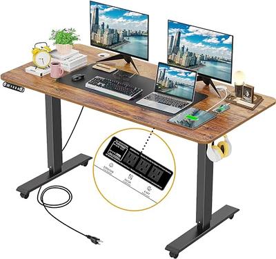 ODK Home Computer Desk with Adjustable Stand, 48 inch Home Office Desk with 3 Heights Monitor Stand(10cm, 13cm, 16cm), Rustic Brown