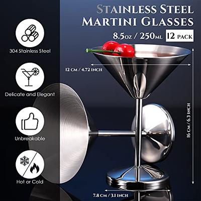 12 Pcs Stainless Steel Martini Glasses 8.5oz Shatterproof Metal Cocktail  Glasses Reusable Metal Wine Glasses 18/8 Mirror Polished Surface Stemware  for RV, Bar, Anniversary, Wedding, Party (Silver) - Yahoo Shopping