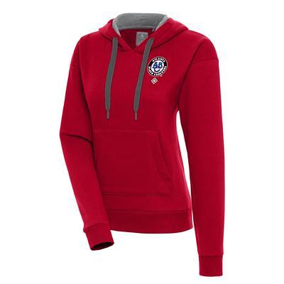 Women's Antigua Red Atlanta Black Crackers Victory Pullover Hoodie