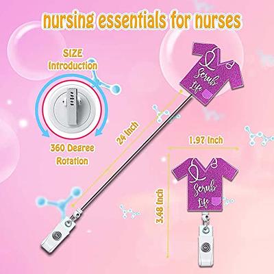 ANDGING Scrub Life Nurse Badge Reel Glitter Purple Badge Reels