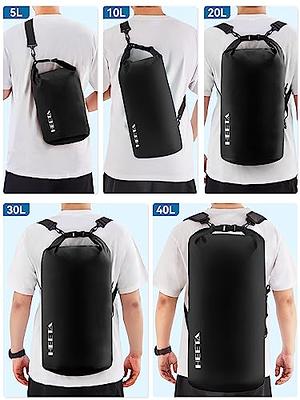 HEETA Waterproof Dry Bag for Women Men, 5L/10L/20L/30L/40L Roll Top  Lightweight Dry Storage Bag Backpack with Phone Case for Travel, Swimming