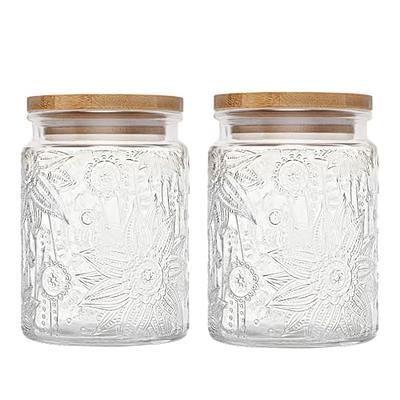 MOLADRI Clear Cute Glass Storage Canister Holder with Airtight Bamboo Lid,  Modern Decorative Small Container Jar for Coffee, Spice, Candy, Salt,  Cookie, Condiment, Pepper, Sugar, 480 m/16 oz