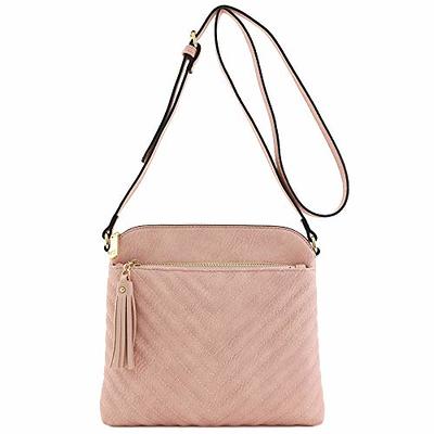 FashionPuzzle Chevron Quilted Medium Crossbody Bag with Tassel Accent