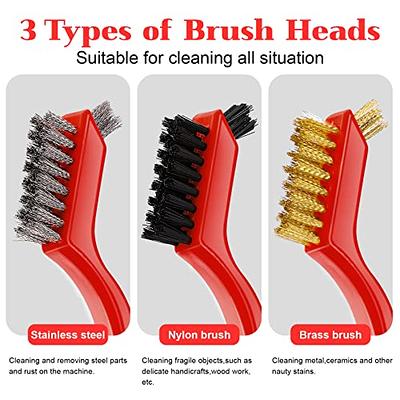 3 Pcs 4 in 1 Paint Brush Comb Wire Brush Set, Brush Roller Cleaner Tool 2  Pcs Stainless Steel Brass Bristles Wire Brushes 7 Inches Metal Brush