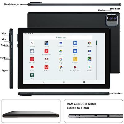 10.1 inch Android 13 Tablet, 6GB RAM 64GB ROM 512GB Expand, Quad-Core  Tablet PC, IPS HD Touchscreen and Dual Speakers, Google Certified Wi-Fi  Tablet