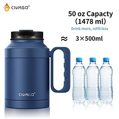 50 Oz Insulated Water Cup Mug With Straw Handle For High Capacity