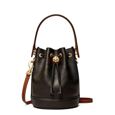 Tory Burch Mini T Monogram Perforated Leather Bucket Bag