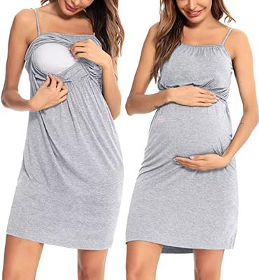 SWOMOG Women Lace Maternity Dress with Nursing Delivery Nightgowns
