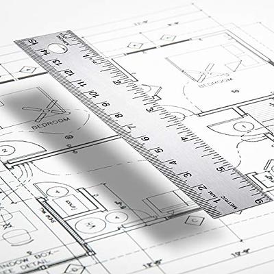 Stainless Steel Ruler Metal Ruler, 12 Inch Straight Edge Ruler with Inch  and Metric Graduations for School Office Engineering Woodworking (2 Pack)