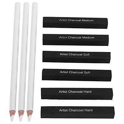 3 Pcs White Sketch Charcoal Pencils Soft/Medium/Hard White